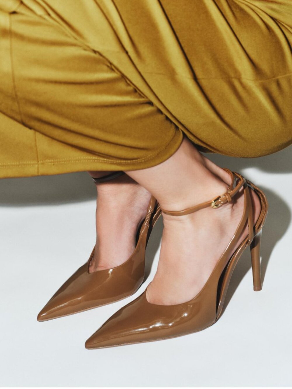 ZARA Patent Finish Stiletto Heels - Taupe Brown / Size 9 (EU 40) NWT
